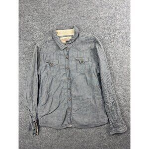 Gramicci Button Up Shirt Women's Large Blue Long Sleeve Collared Pockets